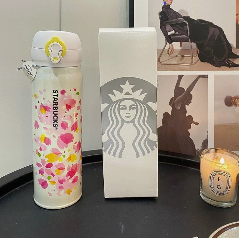 Starbucks Sakura Pink Vacuum Cup Thermos 500ml/17oz Car Mug Cup 2024 Gift