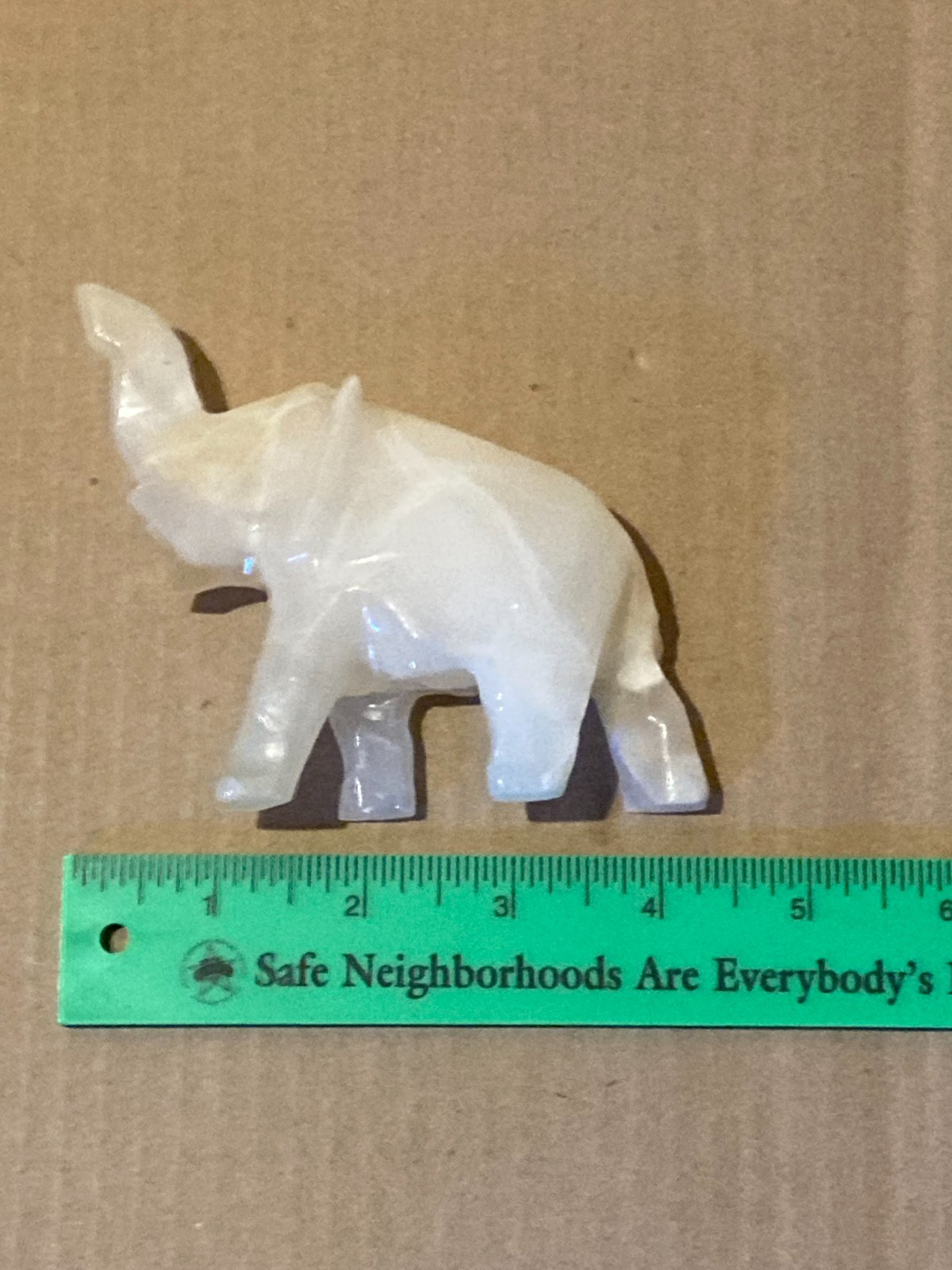2 for 1 elephants Big and small. hand-carved white onyx and small porcelain
