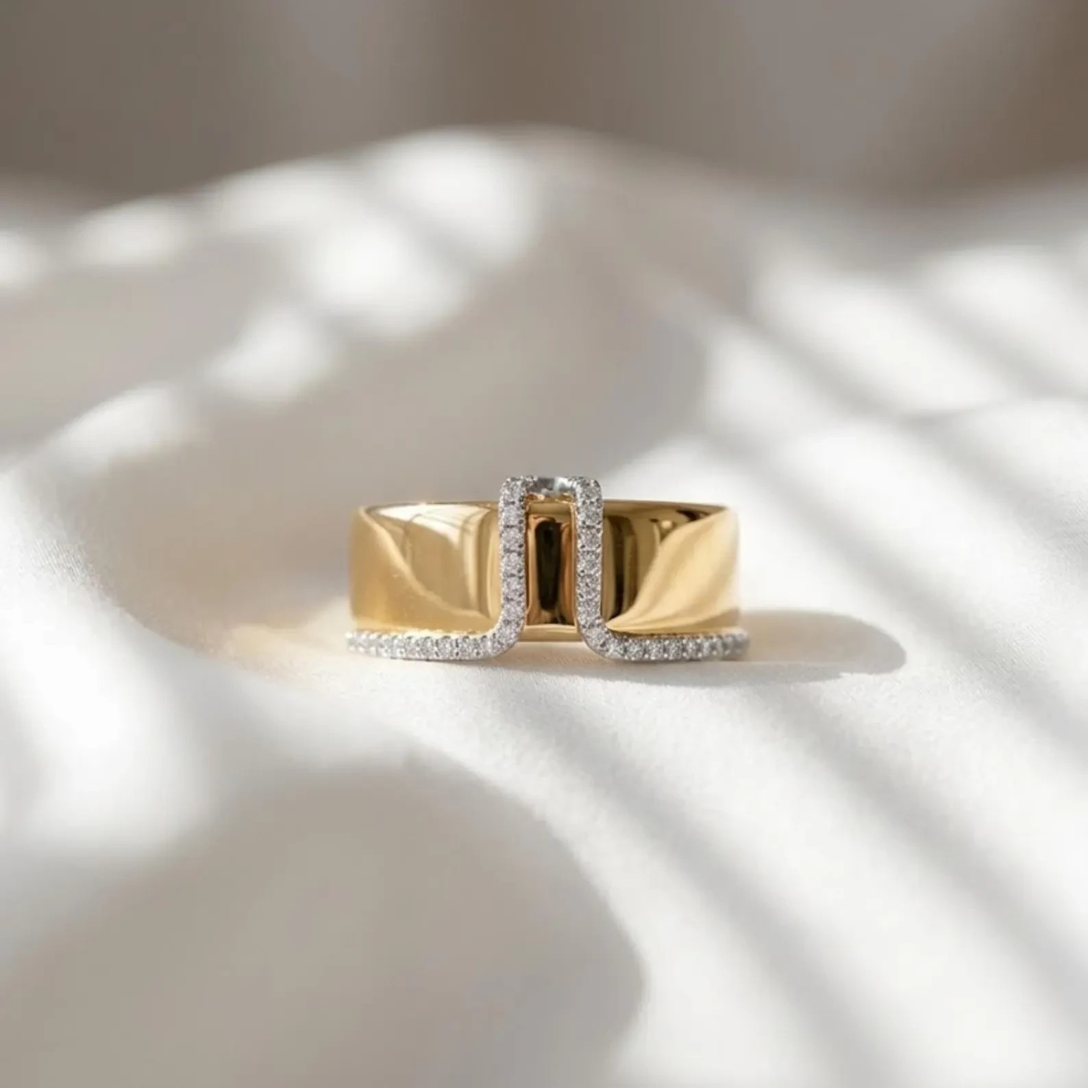 18K Yellow Gold Over Ring Cover Diamond Eternity Band Smart Enhancer Stack Ring