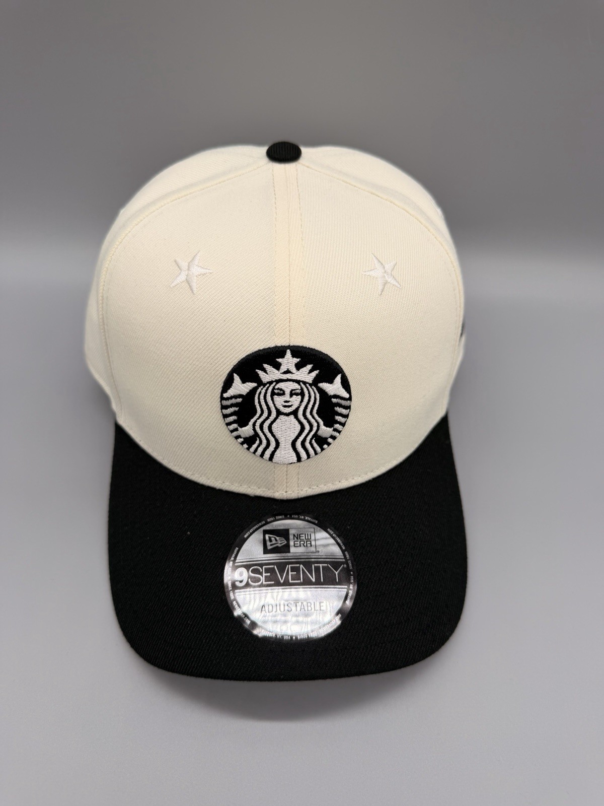 Starbucks New Era Adjustable Snapback Hat White Black Green Coffee & Tea Rare