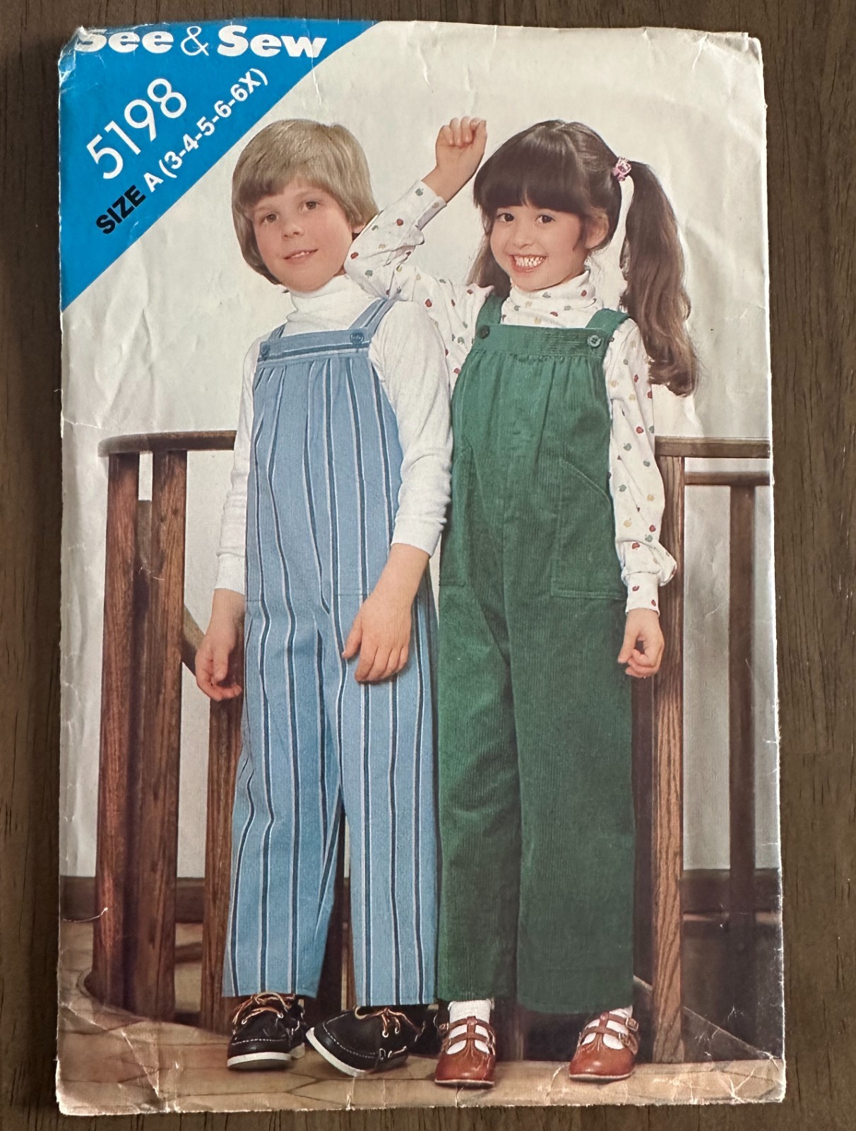 VTG See & Sew 5198 Unisex Child Overalls Pattern Size 3-6X FF Uncut