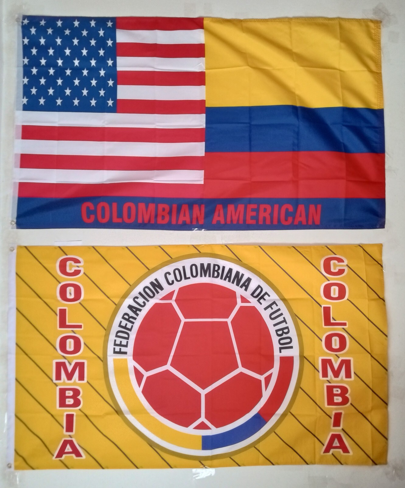 1 COLOMBIA FEDERATION FLAG + 1 COLOMBIA-USA (3X5 FT) FLAG $35