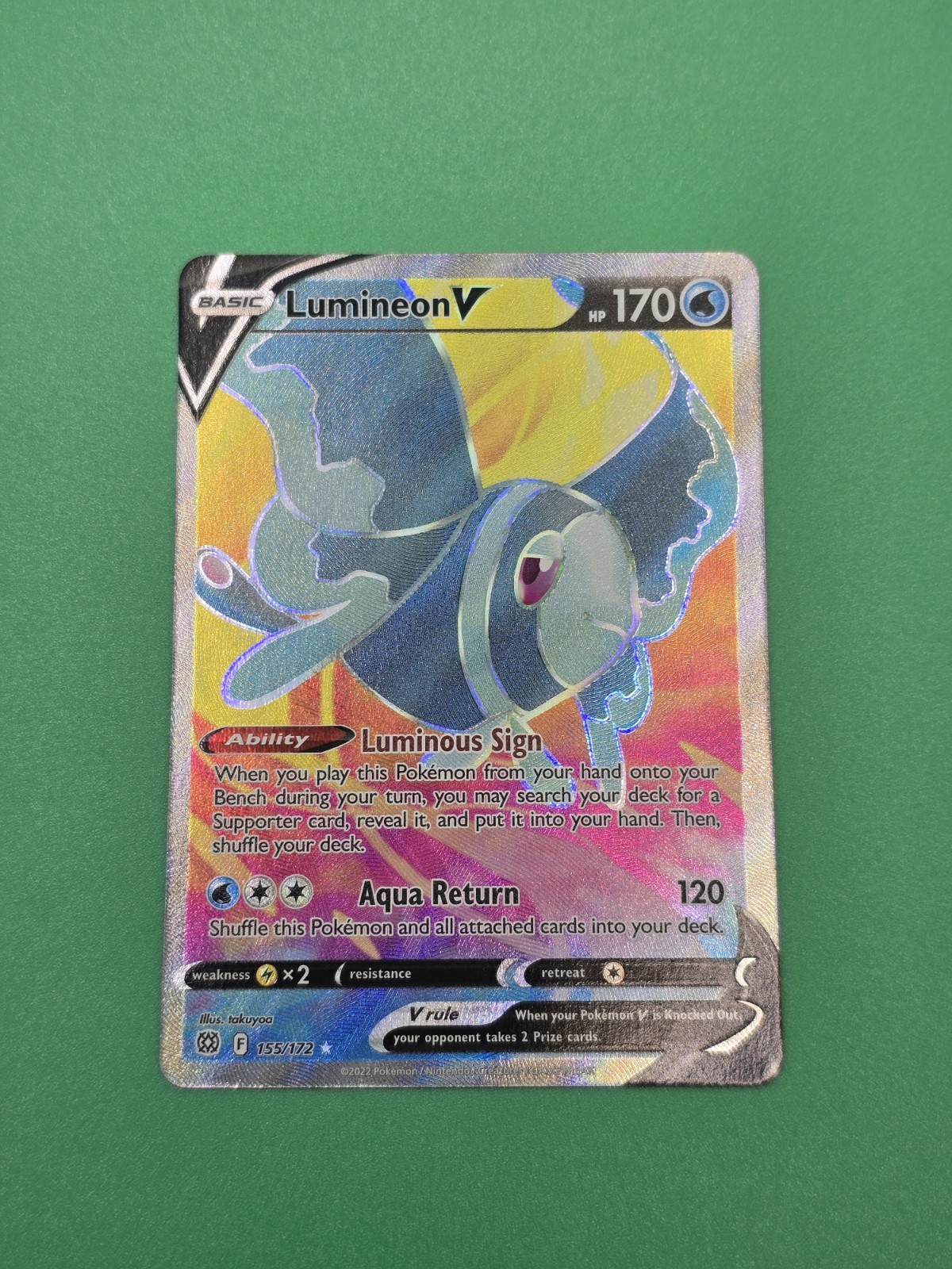 Lumineon V 155/172 Pokemon Card Brilliant Stars Full Art Holo Ultra Rare TCG