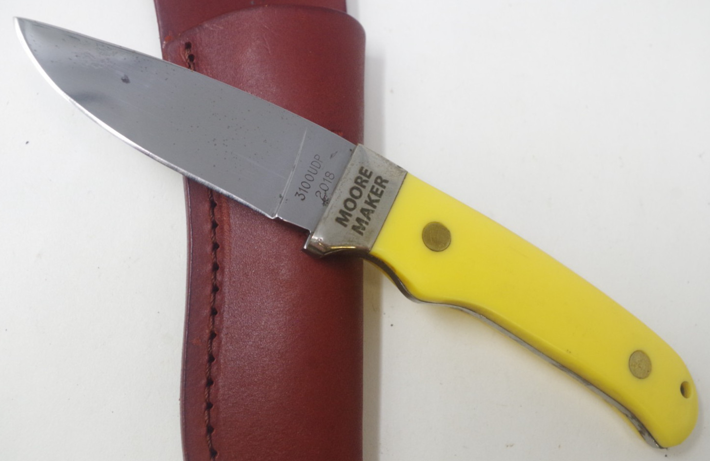 Moore Maker Yellow Delrin Drop Point Hunter Knife 3100UDP USA – Factory Second