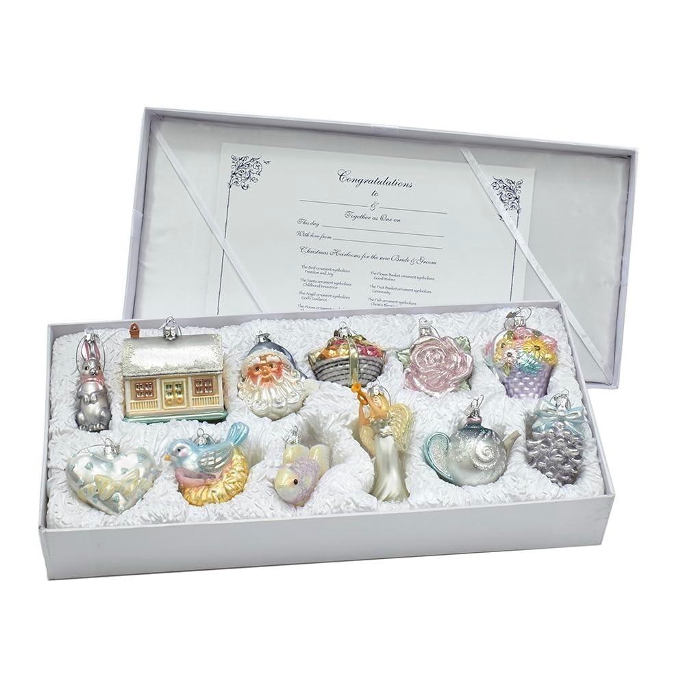 Kurt S. Adler 3 to 4.375-Inch Glass Bridal Ornament Set, 12 Piece Minor Damage