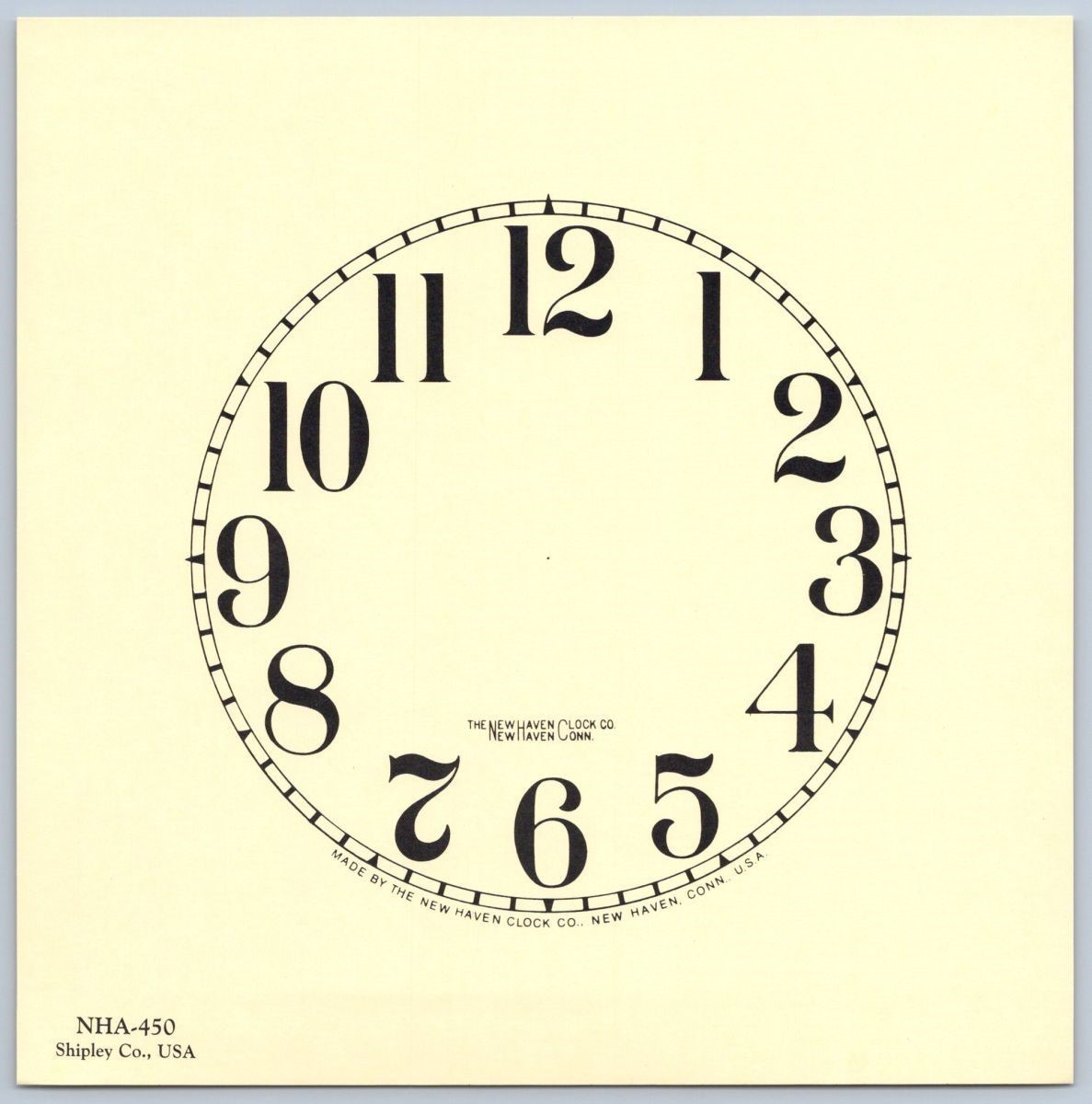 Replacement Clock Face Dial New Haven NHA-450 Arabic Cream Card Stock Paper 4.5″