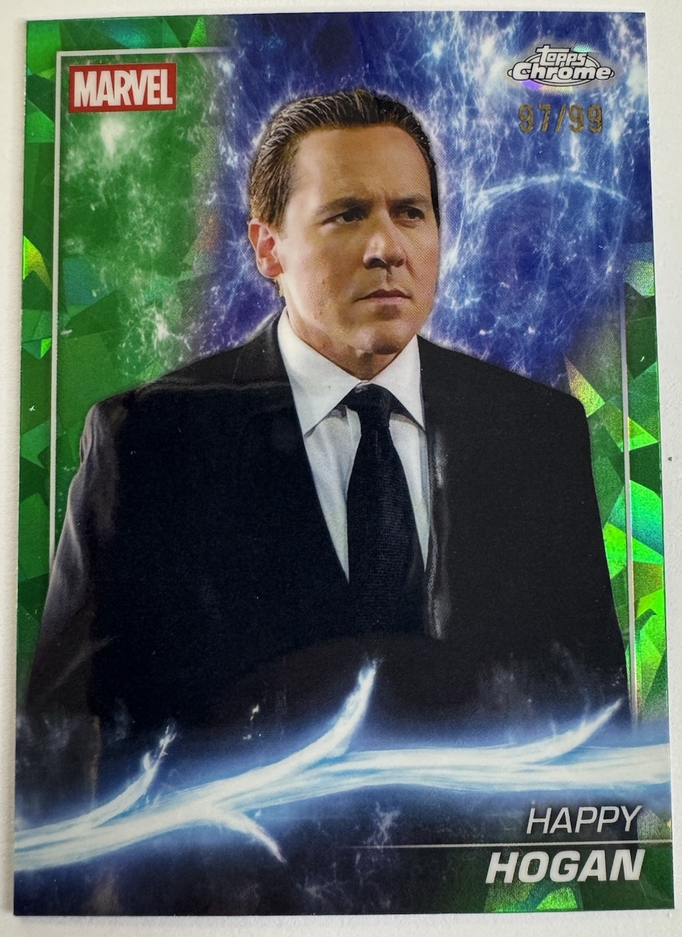 2025 Topps Chrome Marvel Studios Sapphire Happy Hogan Green 97/99