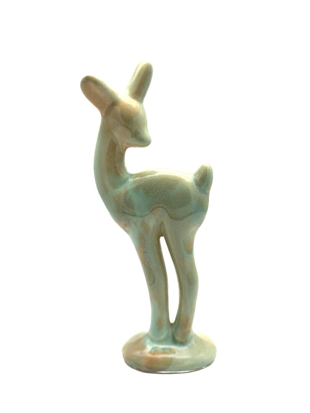 Vintage Glazed Art Deco Ceramic Elongated Deer Figurine MCM