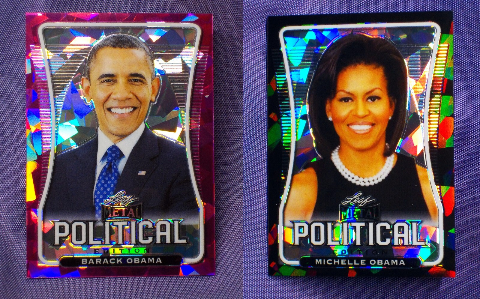 Barack Obama PINK CRYSTAL & Michelle BLACK CRYSTAL Politics 2020 Leaf METAL !