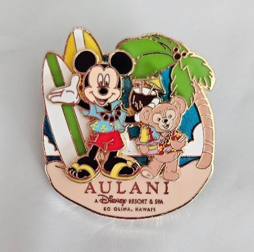 DISNEY PIN AULANI HAWAII MICKEY DUFFY SURFBOARDS DOUBLE LAYERED 1 PIN AS SHOWN