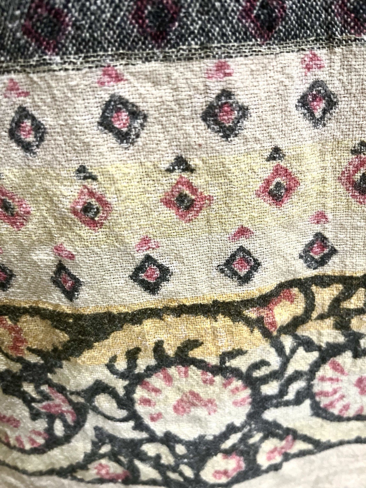 Vintage Hand Woven Likely Cotton Fabric From India Elephants 80”x100” Bohemian