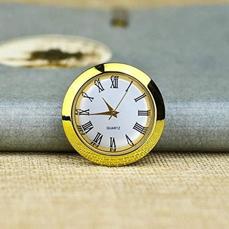 Mini Clock Insert 1-1/2 Inch (37 mm) Round Quartz Movement Miniature Clock White