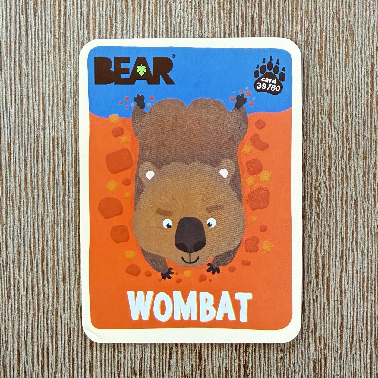 Bear Rolls Card Wombat #39/60 Collectible Fruit Snacks Animal Trading Cards
