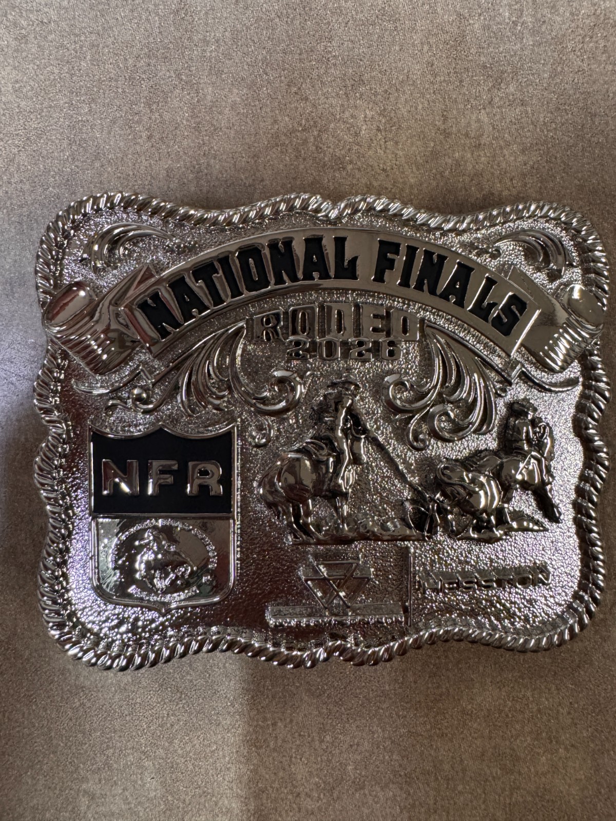 NEW!! 2026 “Silver Colored” Adult Hesston National Finals Rodeo Belt Buckle