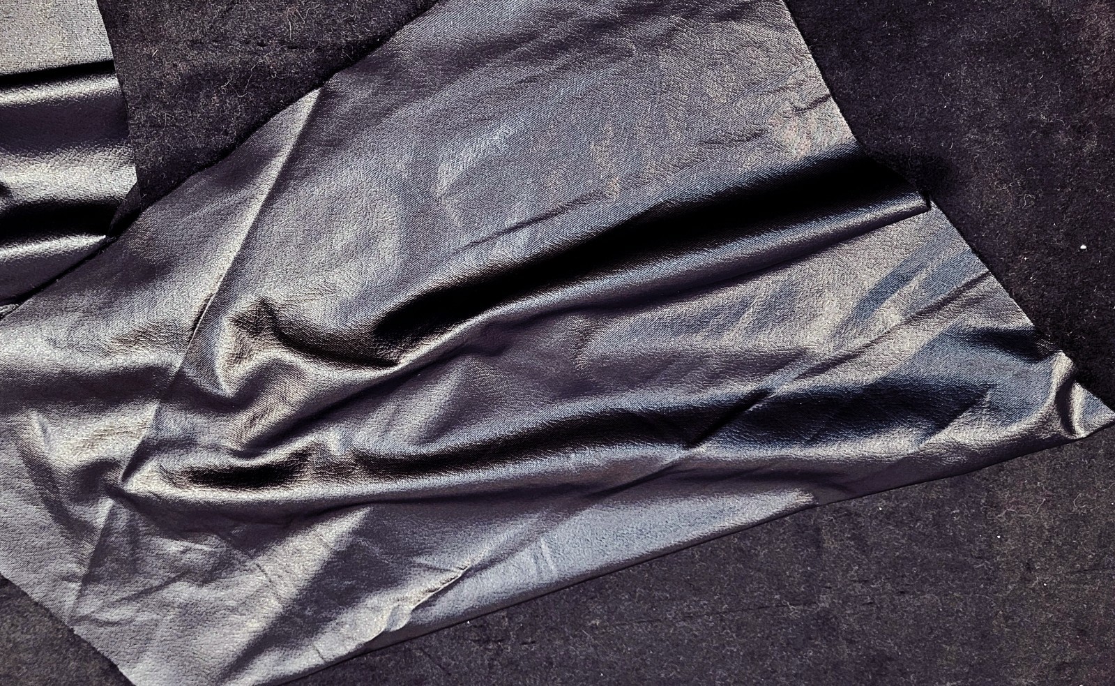 Vtg Disco Fabric Liquid Leather Velvet Reversible Rare 60″ x 58″ Precut ’70s USA