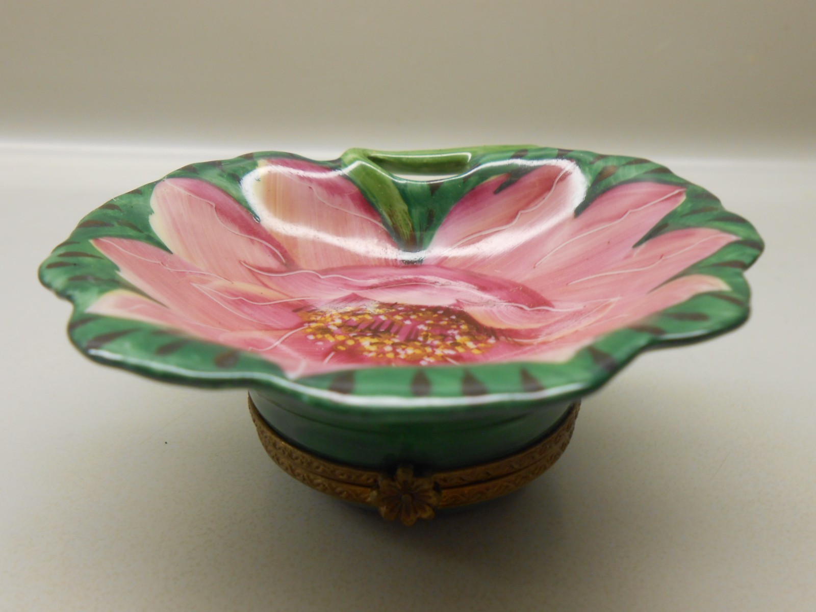 RARE Vintage Limoges Box France – Large Water Lily on Pad- Parry Vieille PV