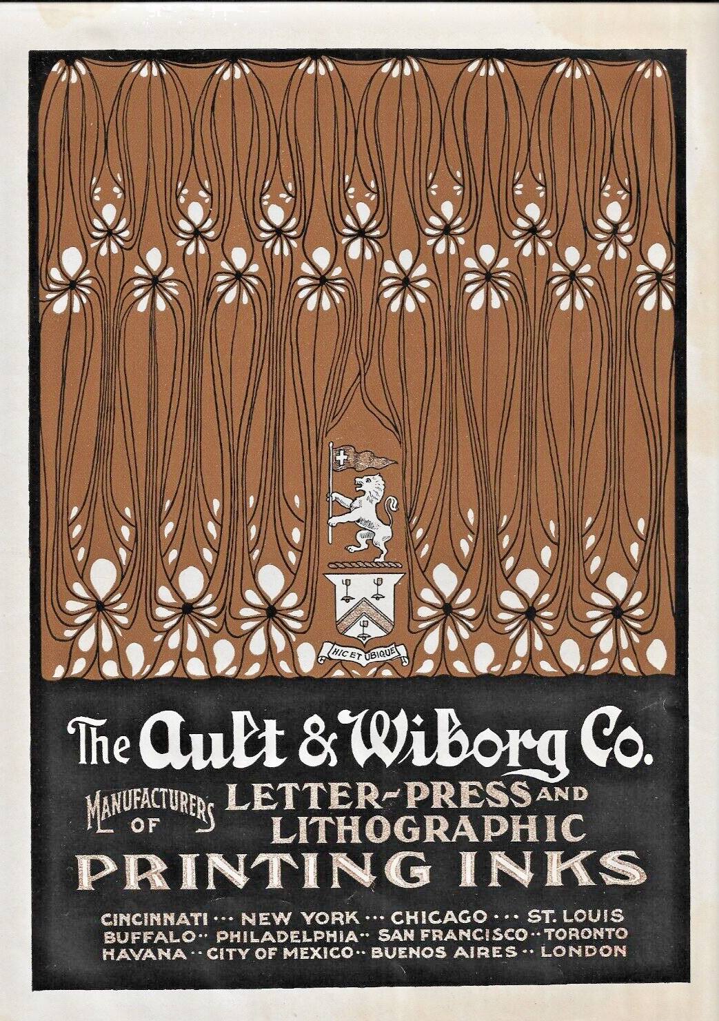 1908 Ault & Wiborg Printing Ink Print Ad Will Bradley Art Nouveau March 1908