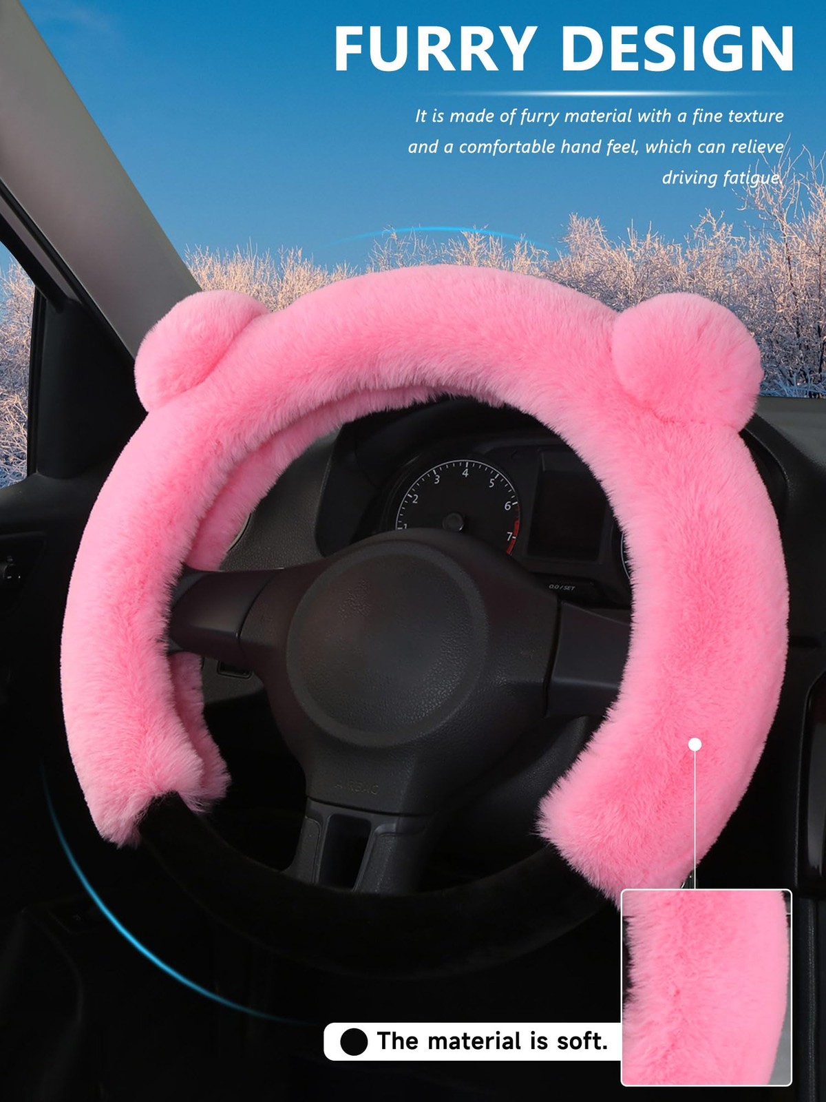 Universal Fluffy Steering Wheel Cover Fashion Cute Cartoon Shape Winter Car W…