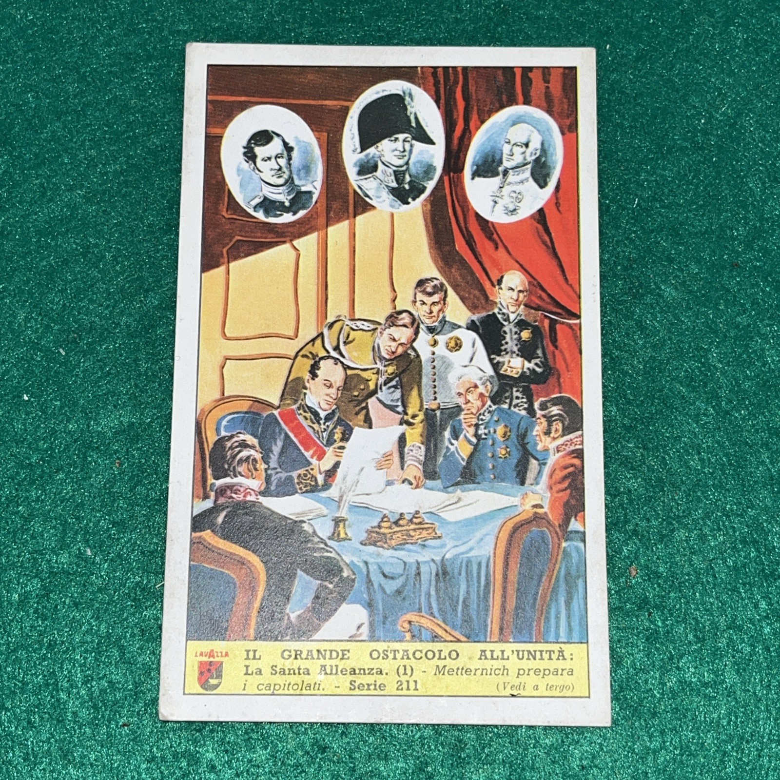 1960s Lavazza Coffee “Italian Unification” THE HOLY ALLIANCE Trade Card #1 VG