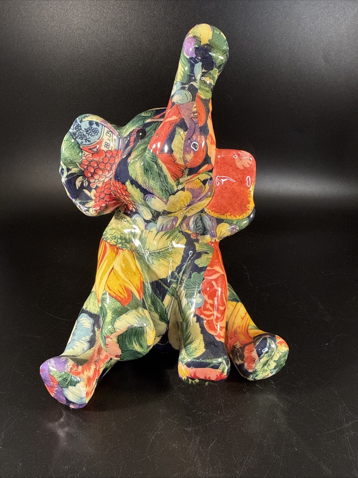 Vintage Elephant Patchworks By Joan Baker Designs Fruit & Florals 7” Tall