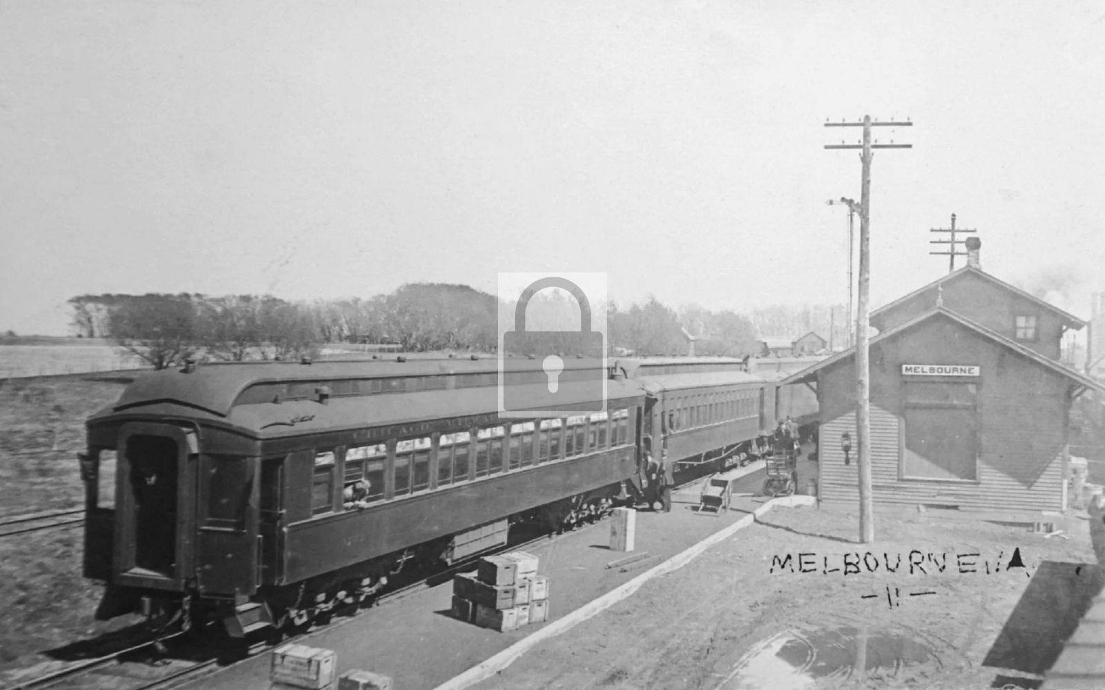 1914 Railroad Train Station Depot Melbourne Iowa IA – Reprint