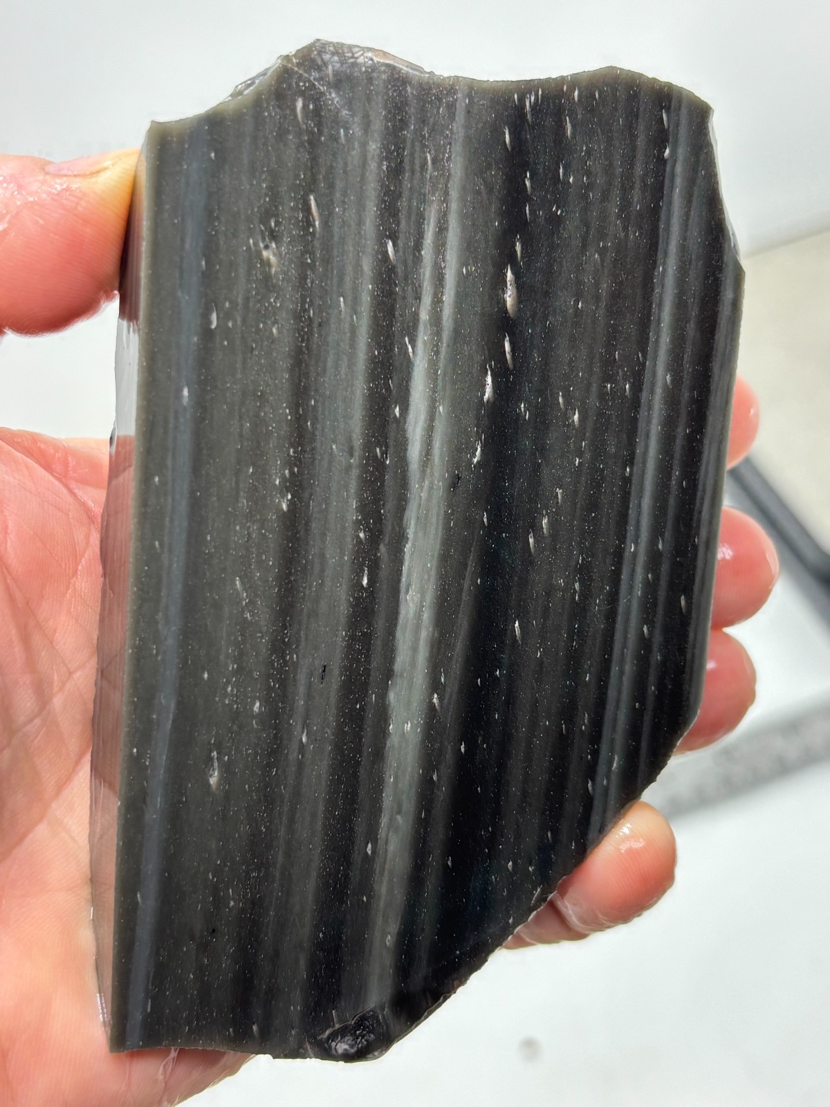 Thick Silver Sheen Obsidian end Slab Lapidary Cabbing Knapping Combo ship avail