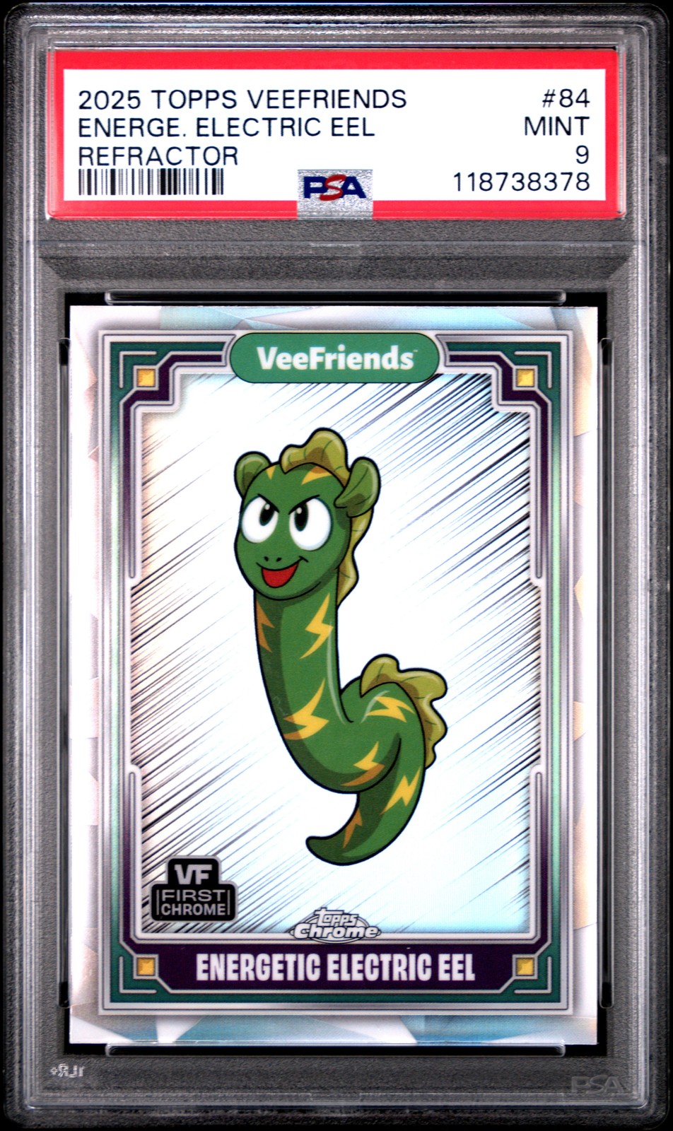 2025 TOPPS CHROME VEEFRIENDS REFRACTOR #84 ENERGETIC ELECTRIC EEL PSA 9