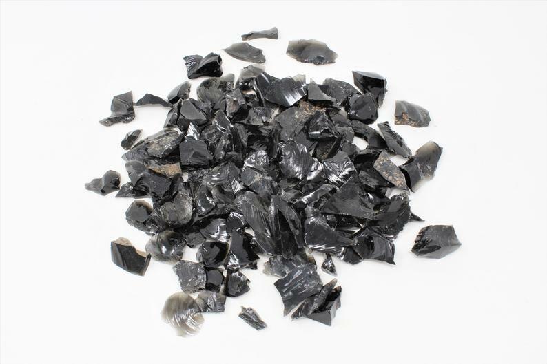 Raw Black Obsidian Chips Non Polished, Natural and Raw – High Grade A Quality