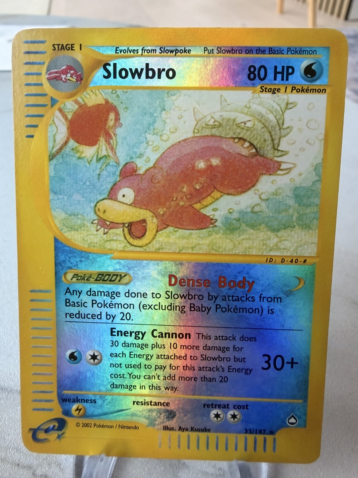 Slowbro 33/147 Aquapolis Reverse Holo e-Reader Series Vintage Pokemon Card NM-
