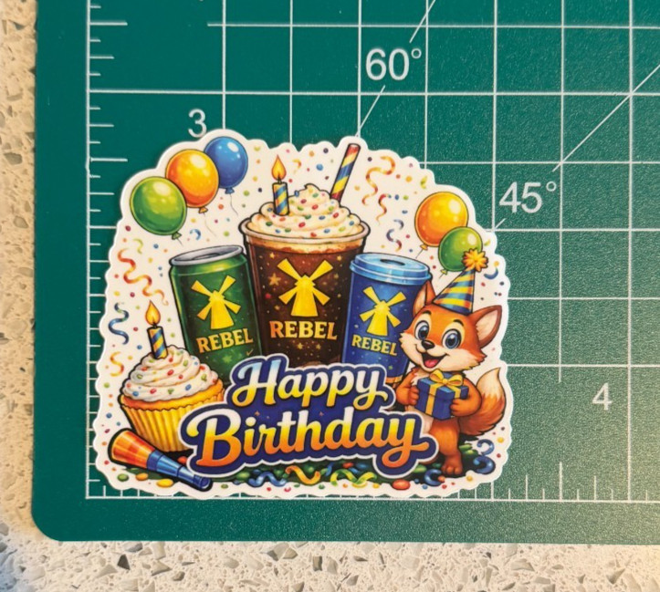 Dutch Bros Birthday Celebration Sticker – Rebel Party Edition