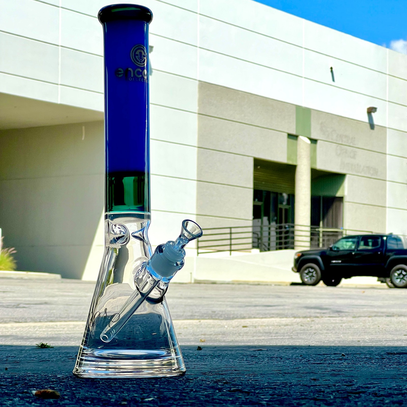 16″ Crazy Thick Bong Quad Section Color Hookah Water Pipe Glass Tobacco Beaker