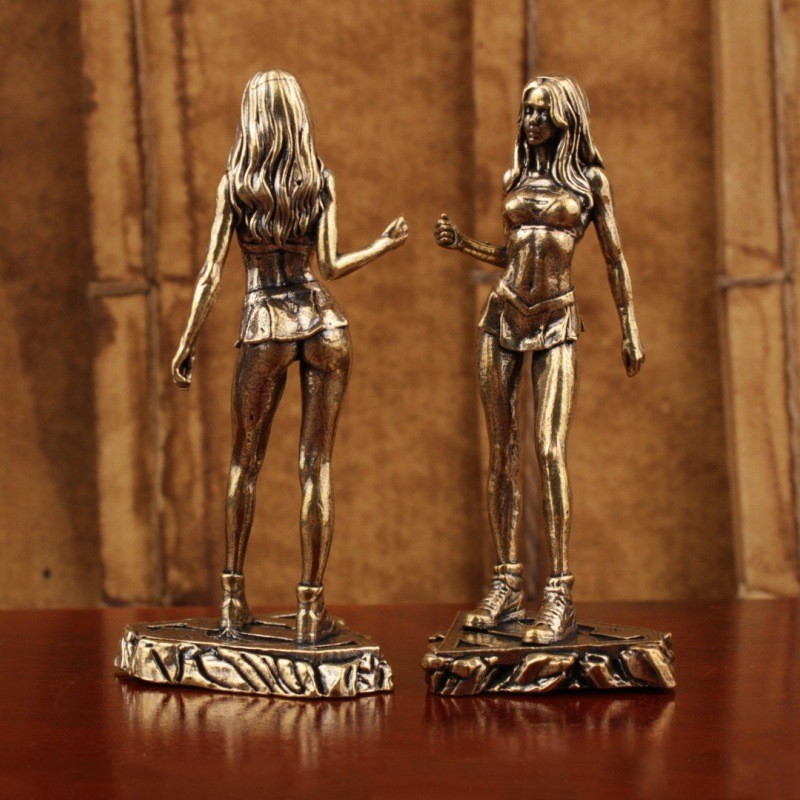 Brass Bikini Girl Figurine Small Animal Statue Table Office Home Decoration Toy
