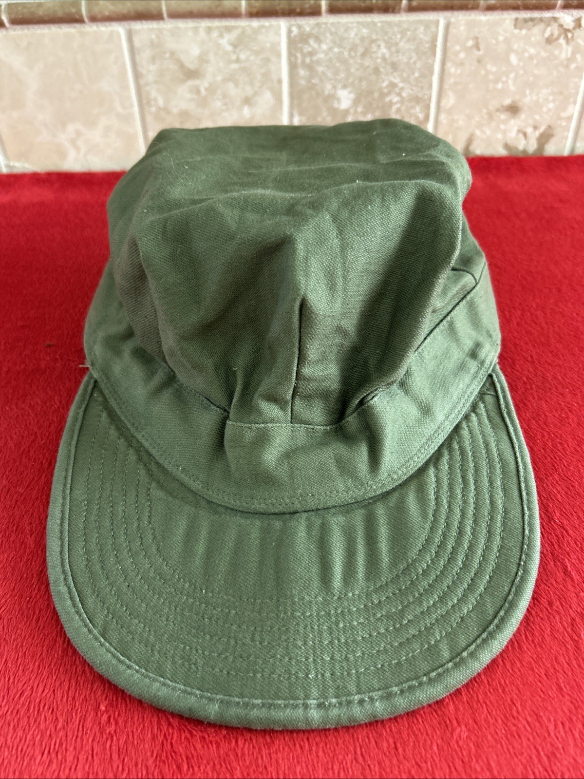 Original Korean War U.S. Army 1953 d. Utility Cotton OG-107 Cap w/Tag & GI Stamp
