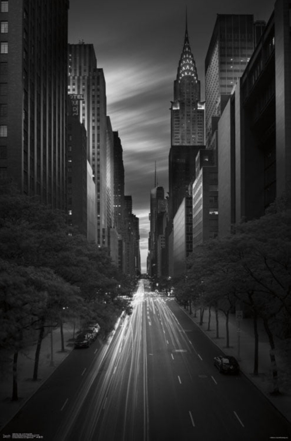 New York 42nd St. Sunset Poster B&W 22.375″ X 34″ RP15059 NEW