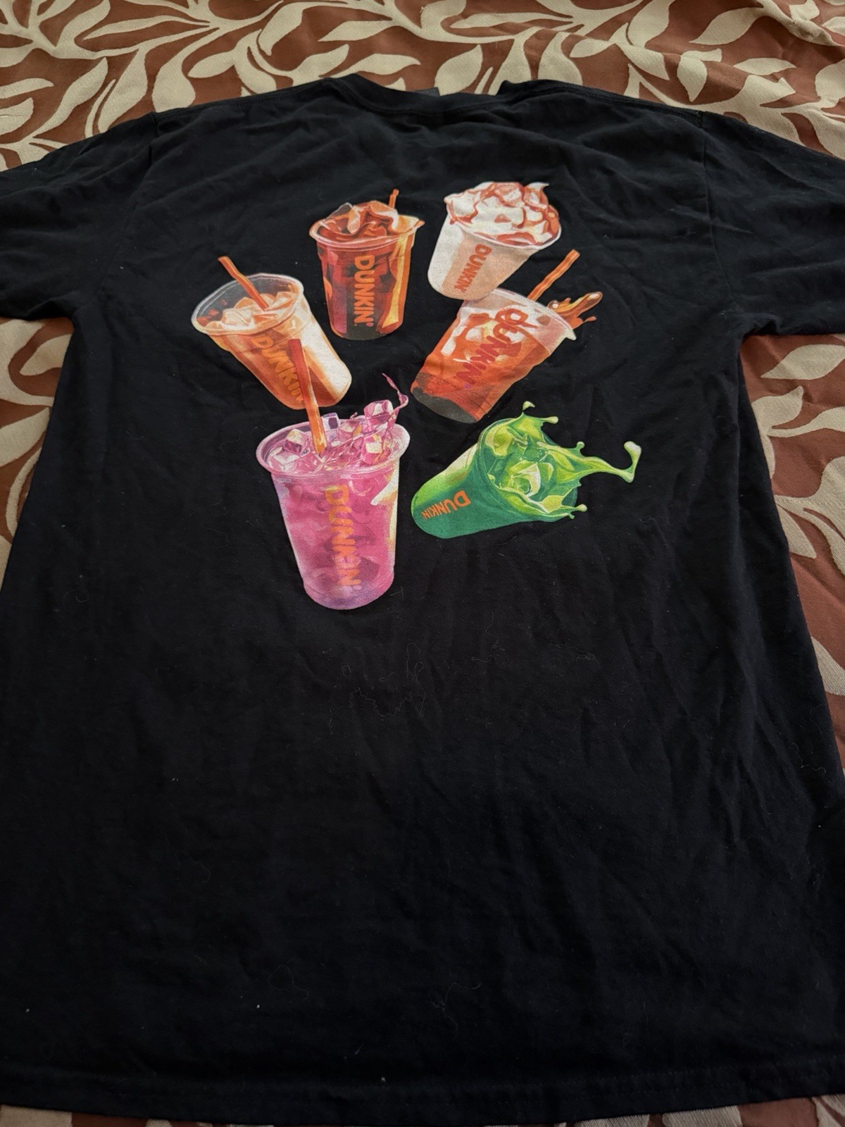 Dunkin Donuts Employee T Shirt Black Medium Iced Drinks Coffee Double Sided