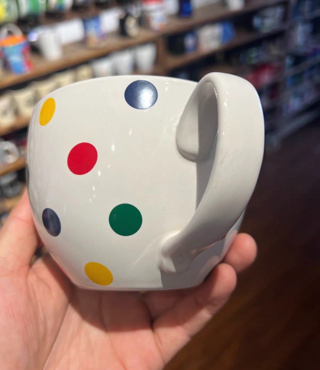 Large Colorful Polka Dot Ceramic Coffee Soup Mug Jumbo Cup with Handle Gift Idea