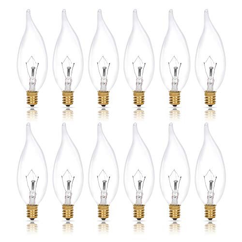 Candelabra Flame Tip Clear CA10 25W E12 Base (12 Pack) Decorative 25.0 Watts