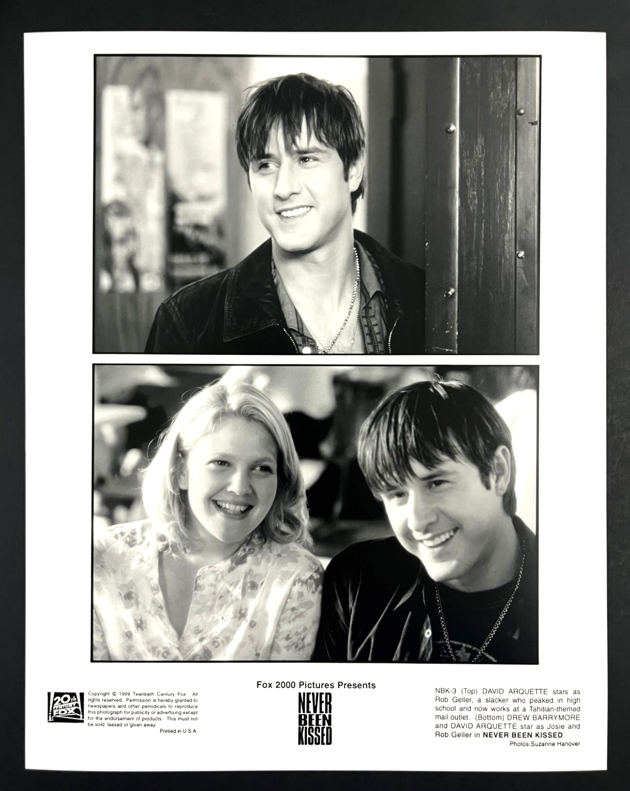 1999 Never Been Kissed Drew Barrymore David Arquette Vintage Movie Press Photo