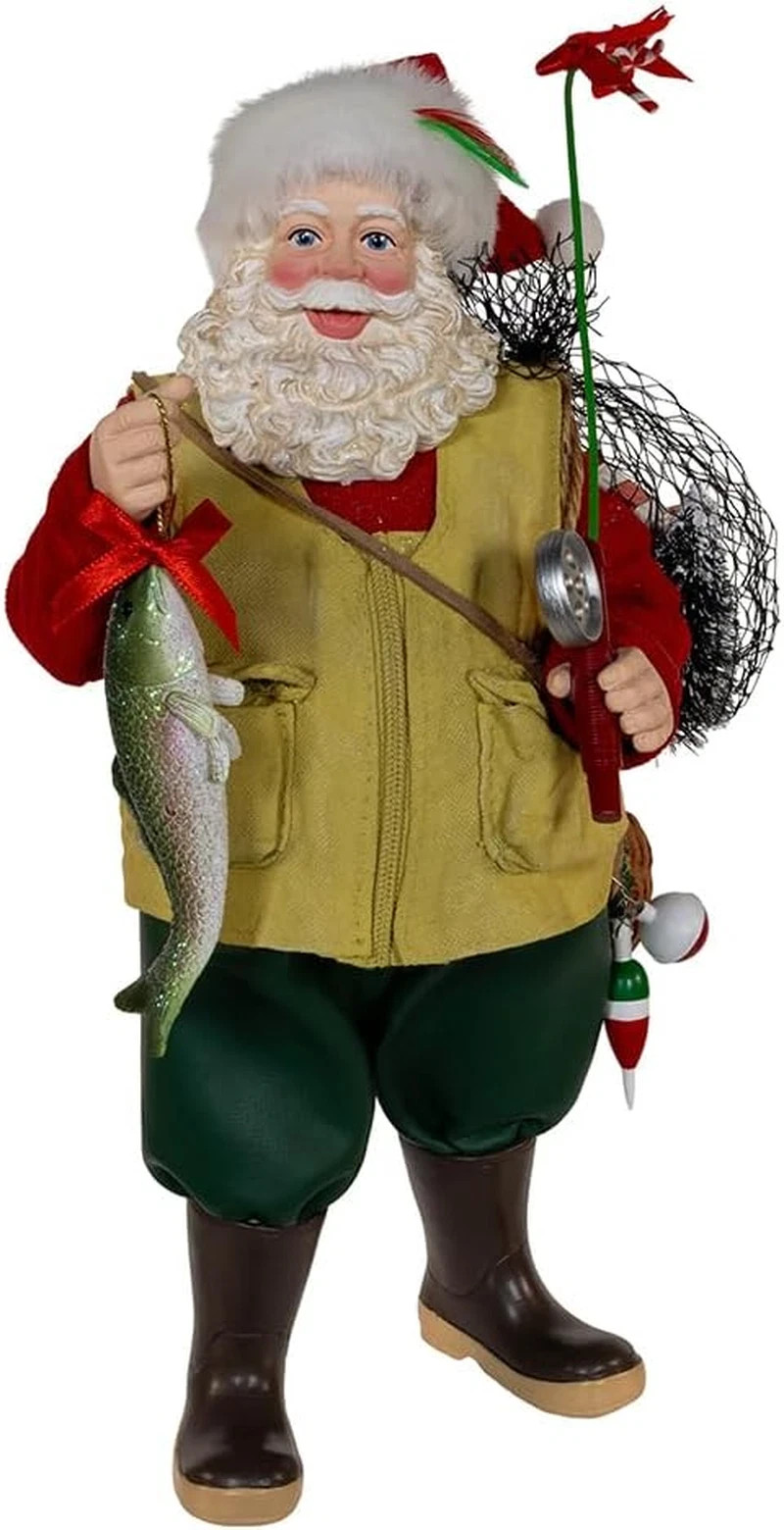 Kurt Adler 10.5-Inch Fabriche Fisherman Santa