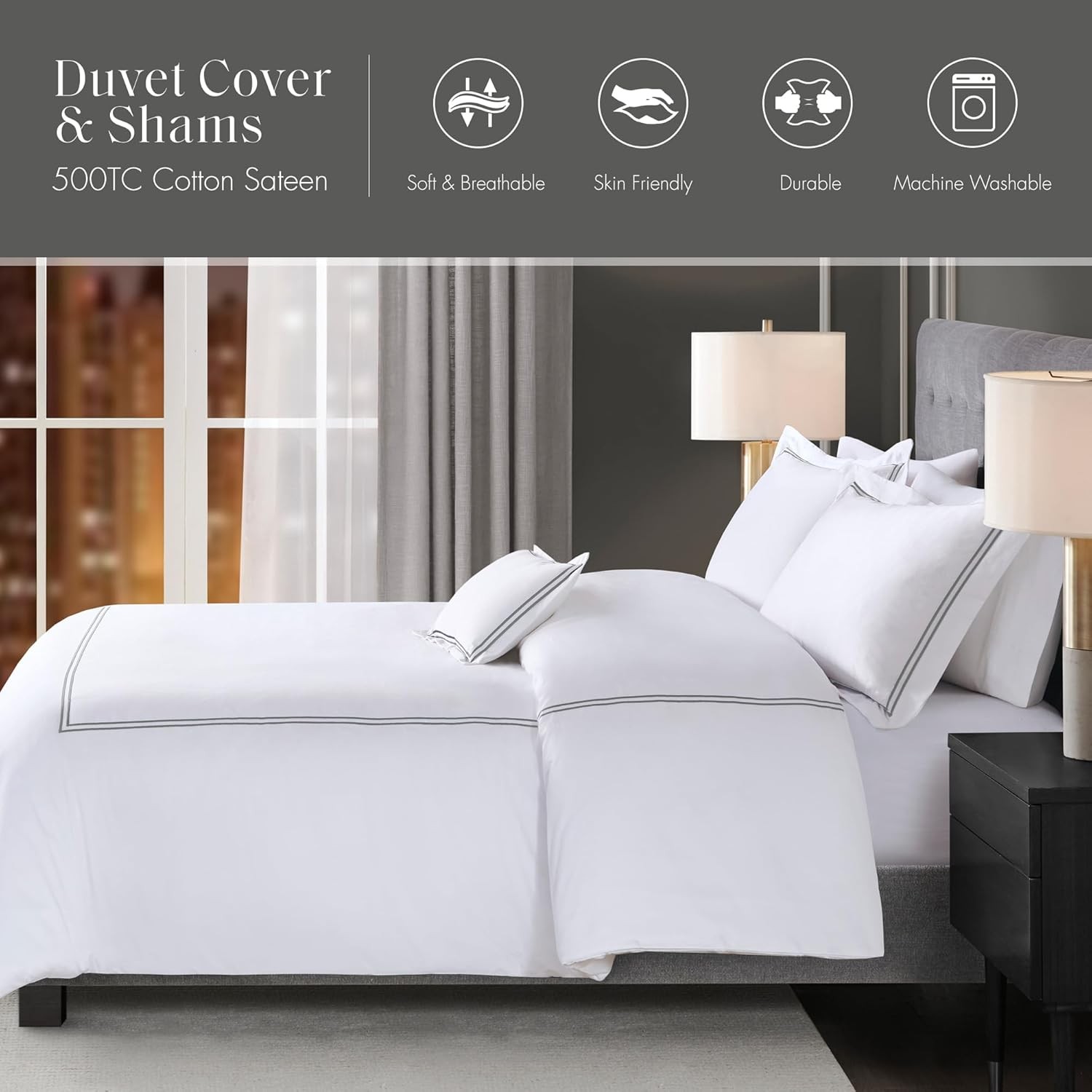 FRETTE ONE BOURDON Cal King Percale Sheet Set 4pc