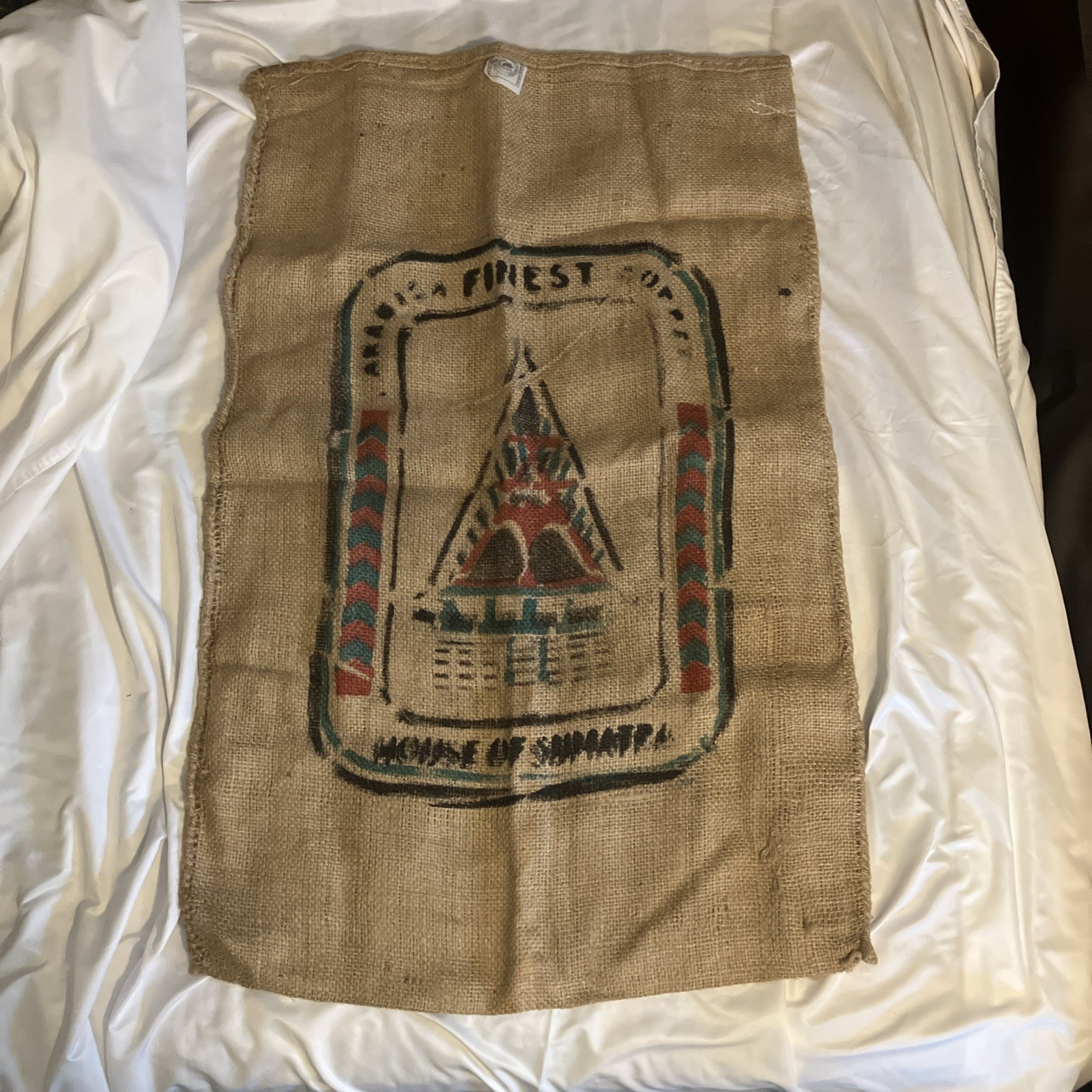 Large House of Sumatra Arabica Coffee Bean Burlap Jute Bag Sack 40” X 26”