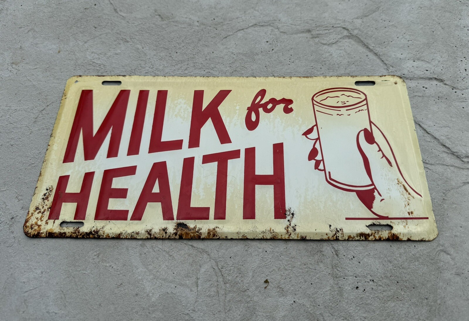 Antique Original Milk For Health Embossed Green Back Sign NOS with Paper 1930’s