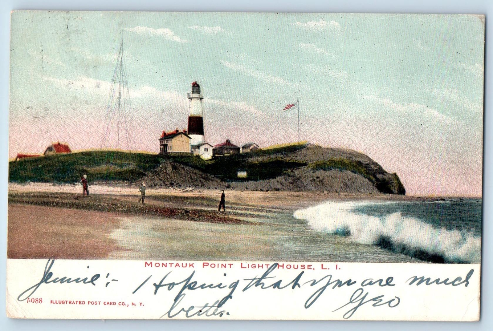 Long Island New York Postcard Montauk Point Light House Scenic View 1906 Antique