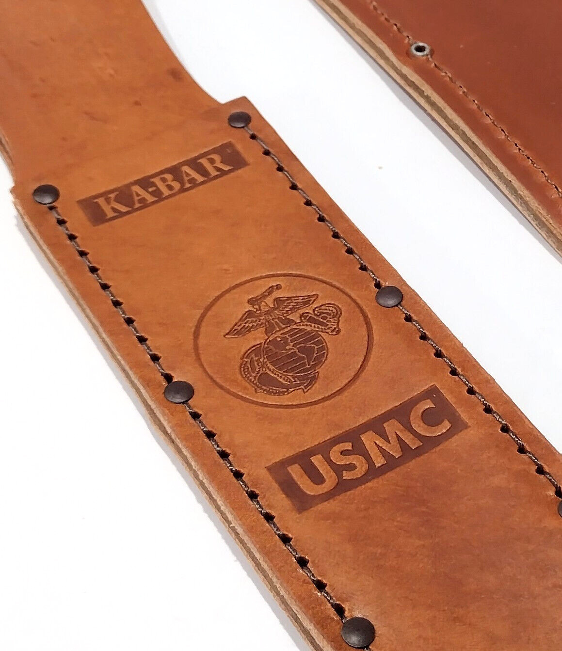 KA-BAR USA 1217 Brown Leather Replacement Sheath USMC Logo Fits Knife 7″ Blade
