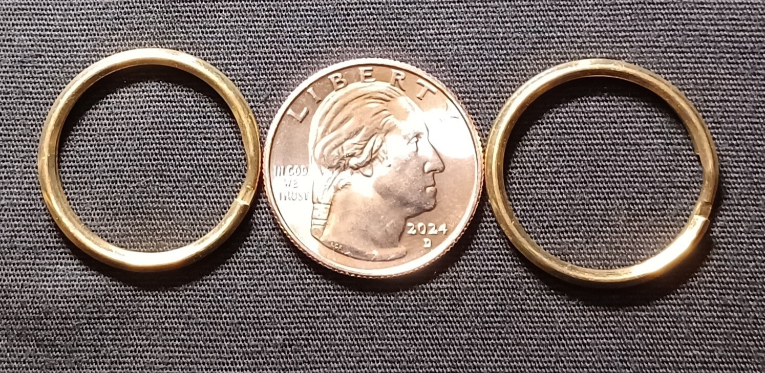 (2) Brass Rounded 1 Inch(24mm) Split Ring Rounded Key Rings Key Holders