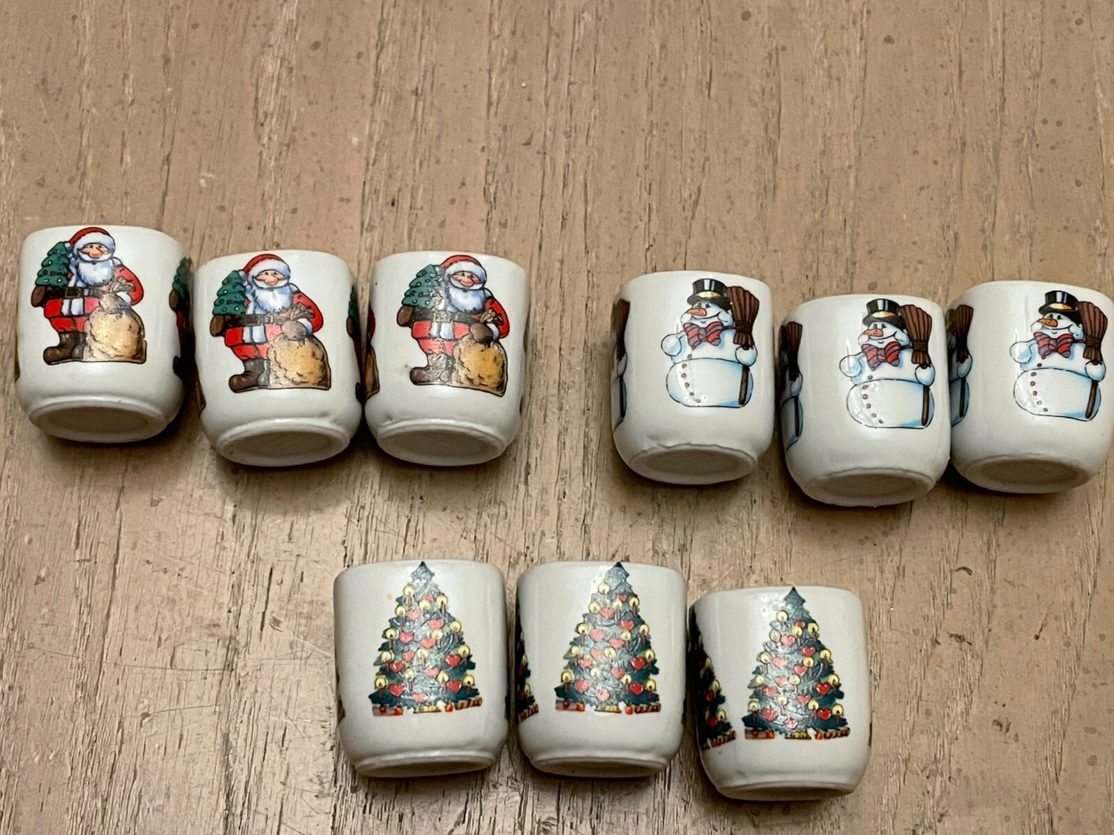 Mini Candle Holders Christmas Tree Santa Snow man FUNNY DESIGN W. Germany Lot 9