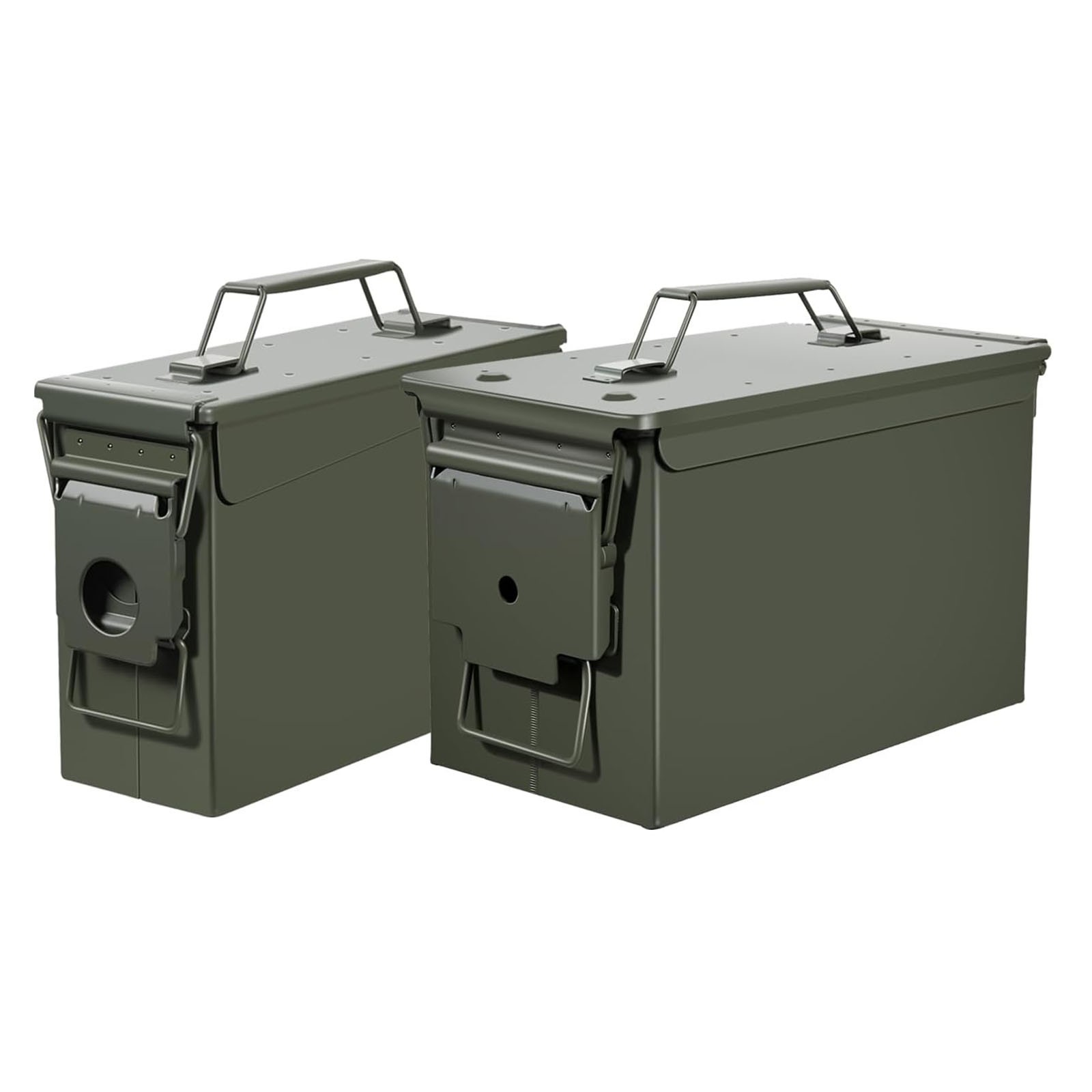 2 pcs 30 50 Cal Stackable&Waterproof Green Metal Ammo Can for Long-Term Storage