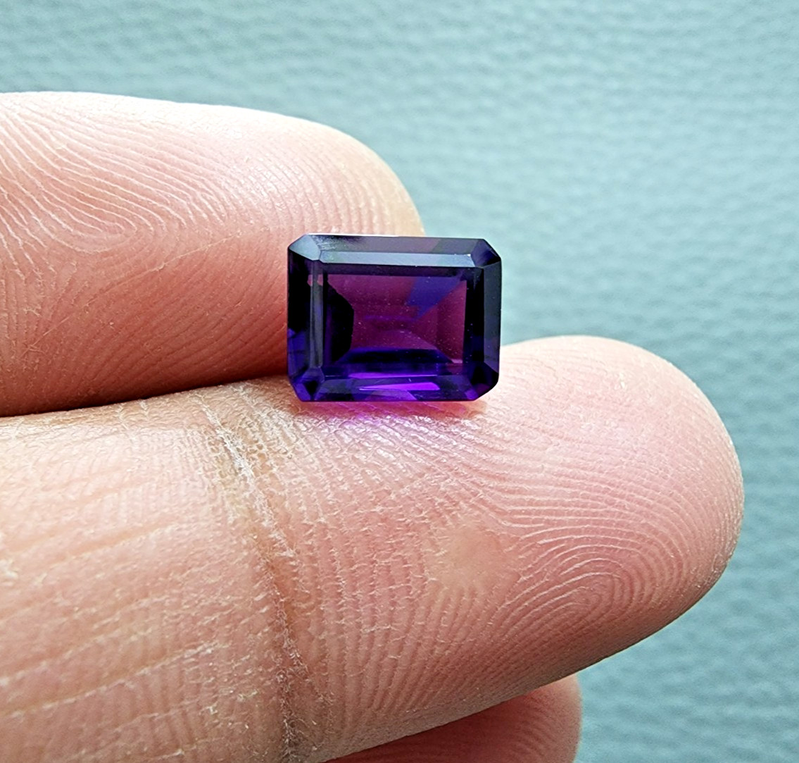 Natural Purple Amethyst 2.90 Ct Emerald Cut Deep Violet Loose Gemstone Faceted