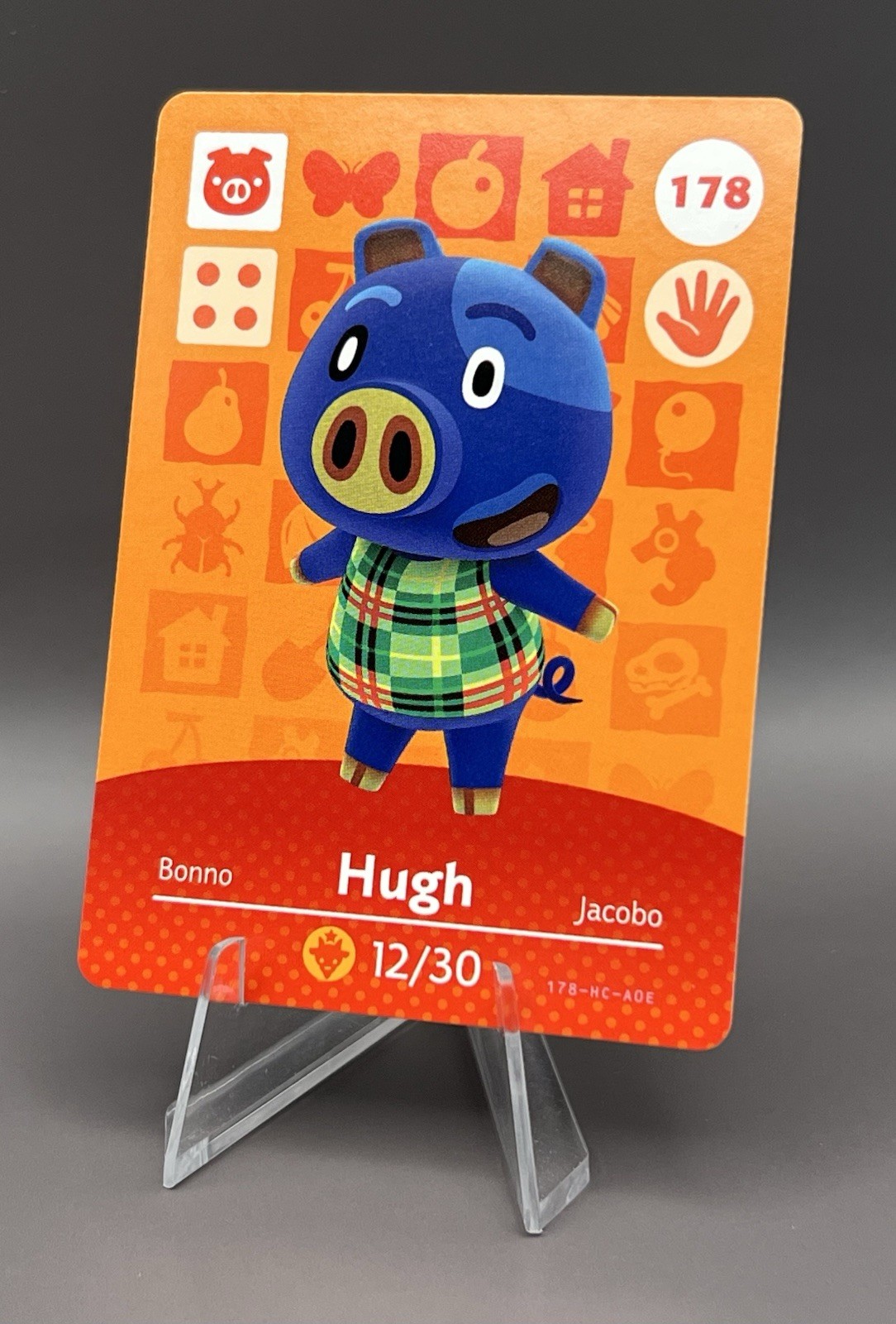 178 Hugh – Animal Crossing Amiibo Card – Series 2 – Authentic NM