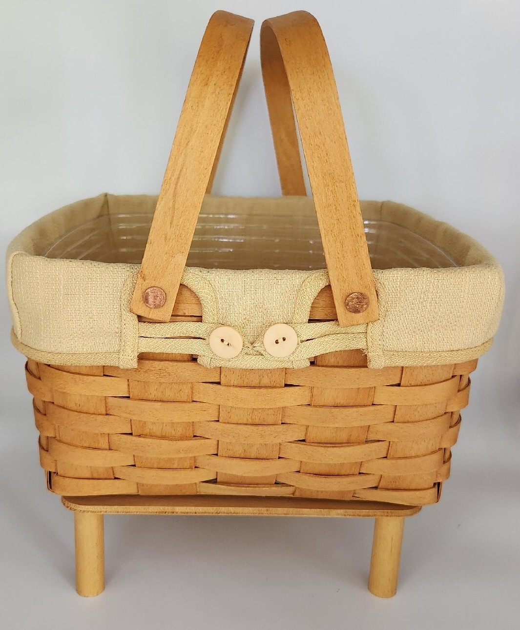 Longaberger 2003 Cake Basket+Prot+Liner PICNIC PIES BAKE TAILGATE TOTE BREAD XCL